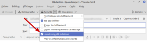 Thunderbird - Joindre clé publique dans un mail  pour permettre à votre correspondant de chiffrer les mails qu'il vous envoie