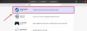 Recherche steam dans le Ubuntu software