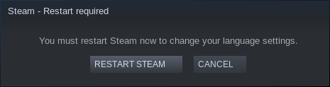 Redémarrer Steam après changement de langue