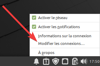 Accès modifier les connexions dans Mate et XFCE