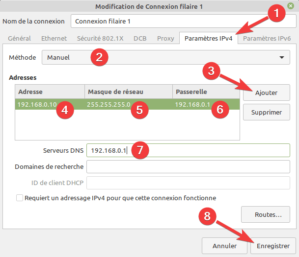 Configurer une adresse IP fixe sur Linux Mint