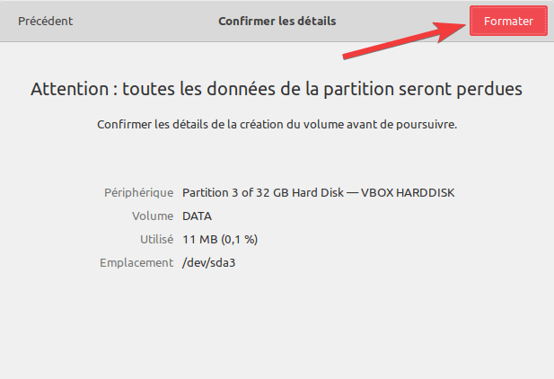 gnome-disk-utility confirmation formater