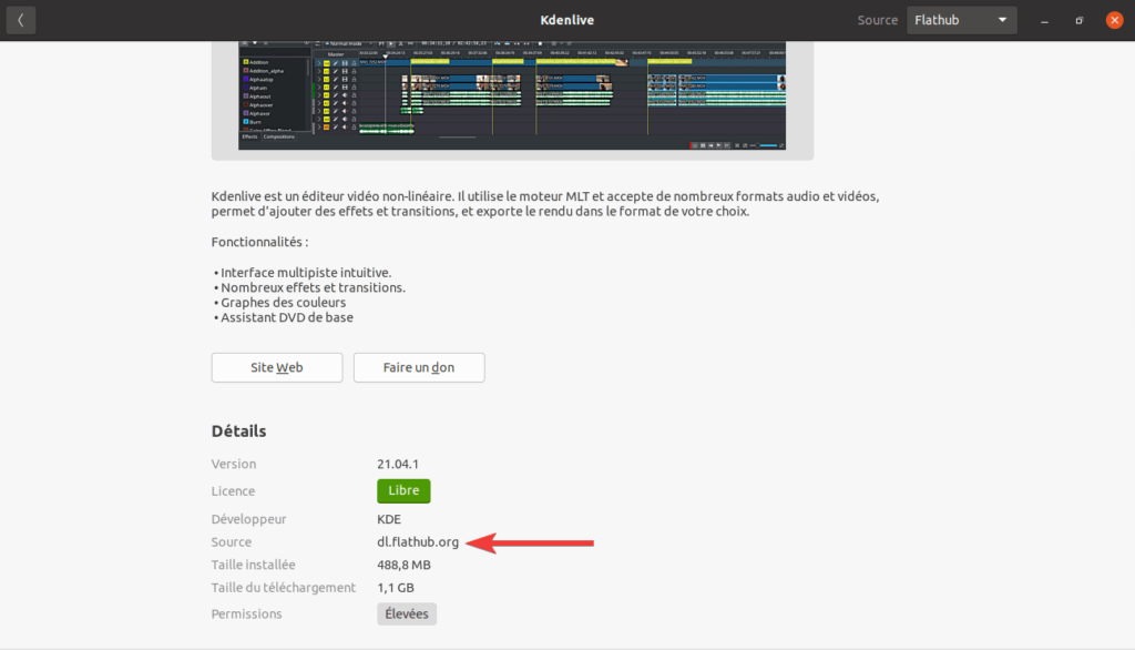 kdenlive source flathub