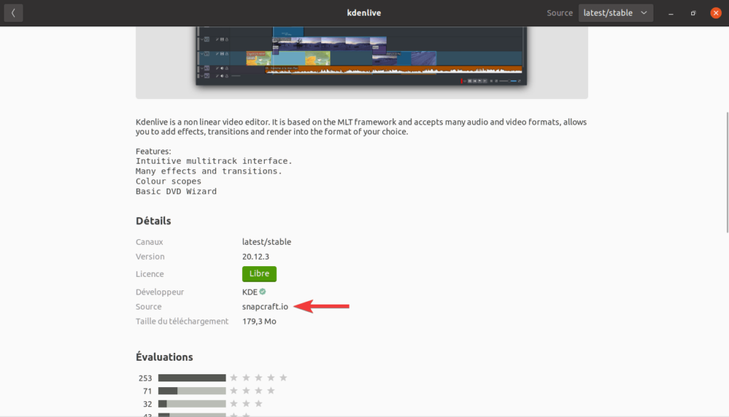 Kdenlive au format snap