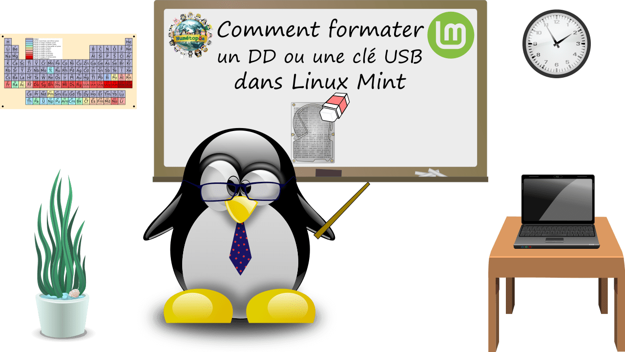 Formater une clé USB ou un disque dur dans Linux Mint