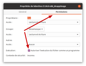 Permissions fichiers AppImage dans Ubuntu