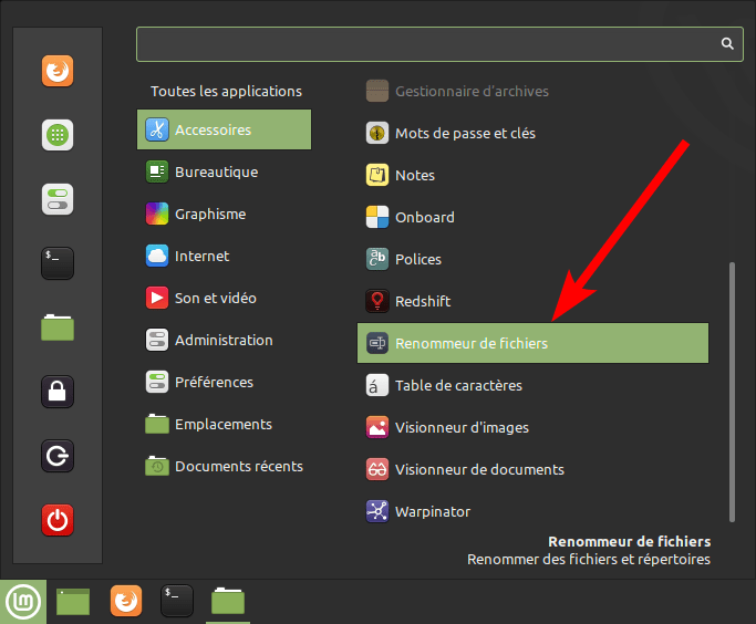 Linux Mint 20.2 - Lanceur Bulky dans menu des applications