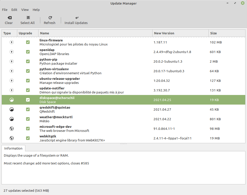 Linux Mint 20.2 mintupdate
