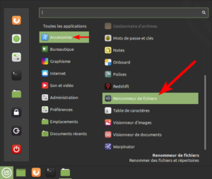 Lanceur renommeur fichiers dans menu app