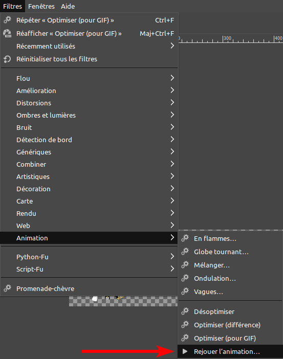 Gimp - accès rejouer animation
