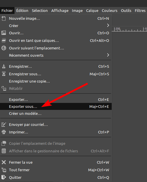 Gimp - exporter sous