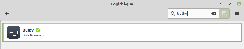 Bulky dans la logithèque de Linux Mint