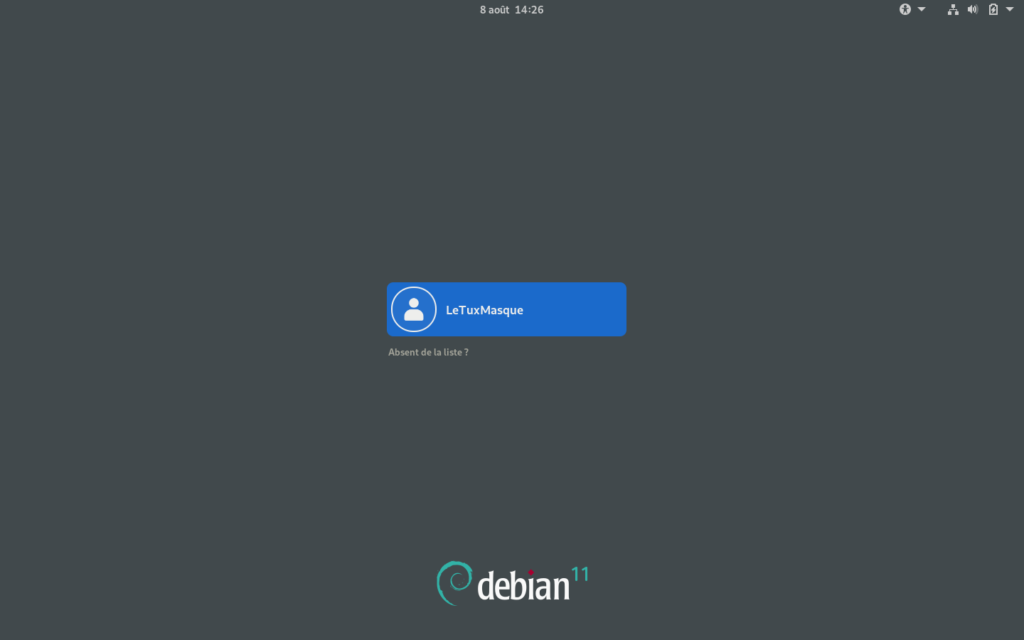 Debian 11 - page de connexion