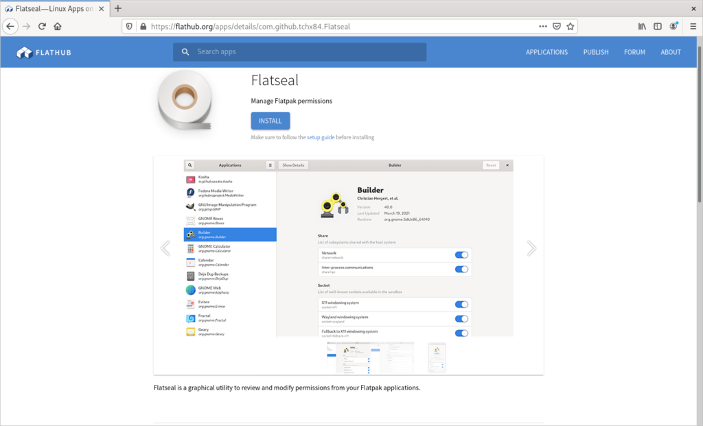 Flatseal sur le Flathub