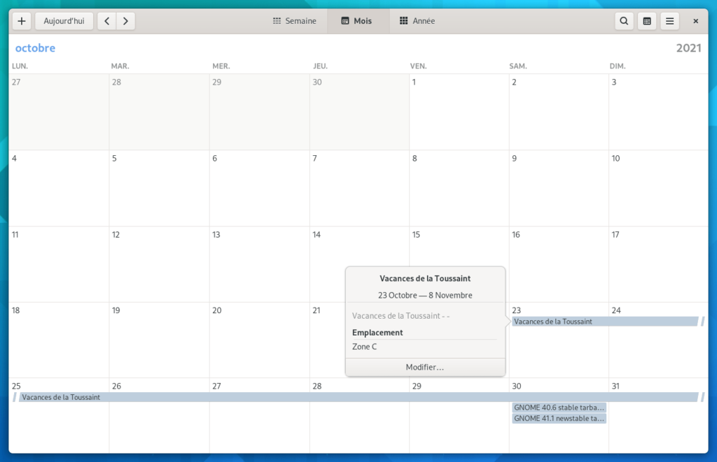 gnome calendar - event ics