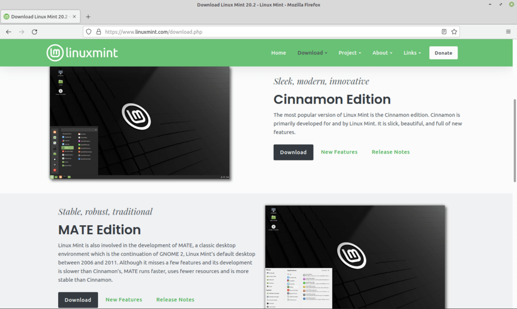 Nouveau site linux mint - Download