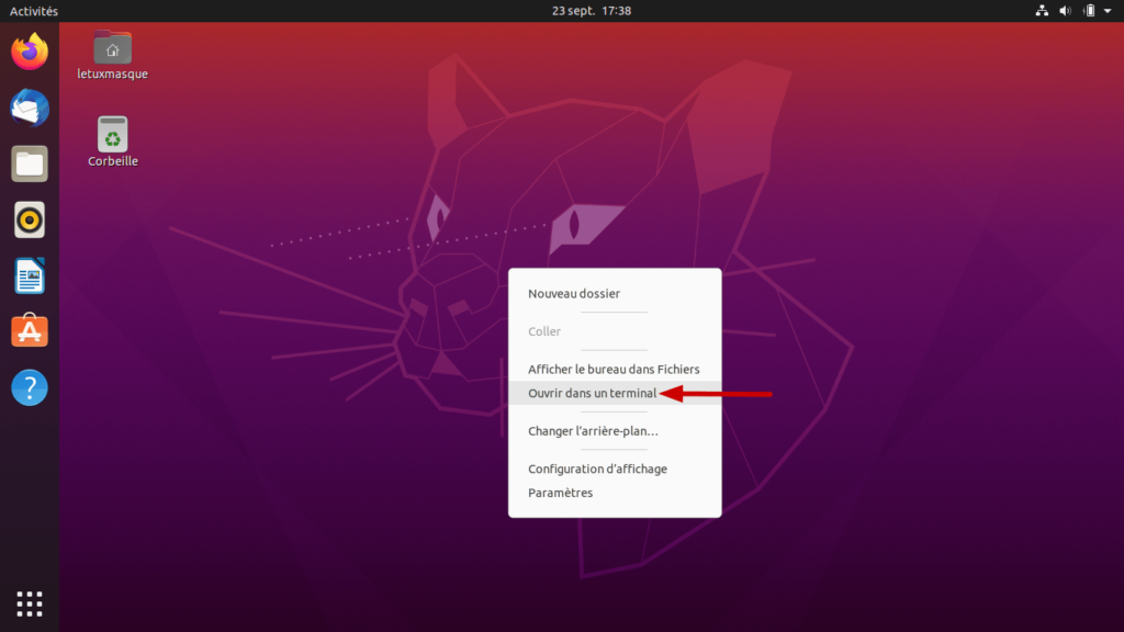 Ubuntu - ouvrir dans un terminal depuis le bureau