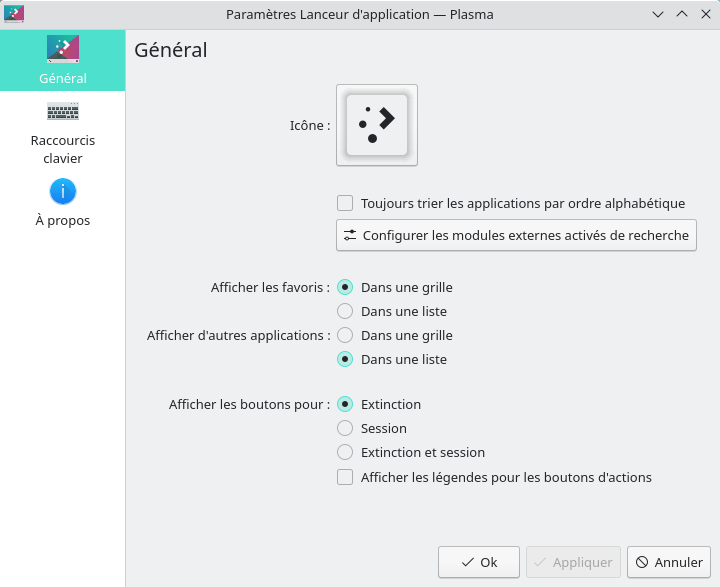 KDE Plasma 5.23 - Paramètres kickoff