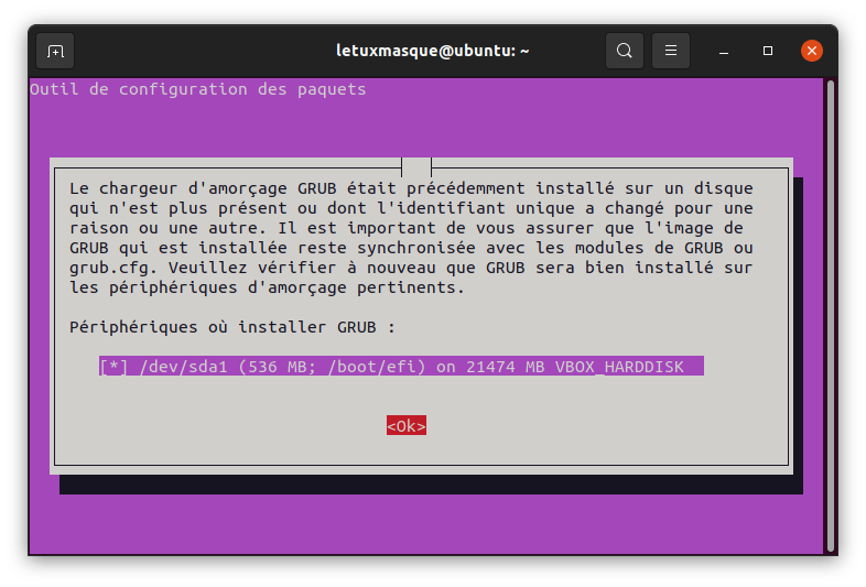Réinstallation de GRUB