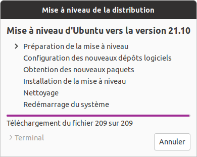 Préparation mise à niveau vers Ubuntu 21.10