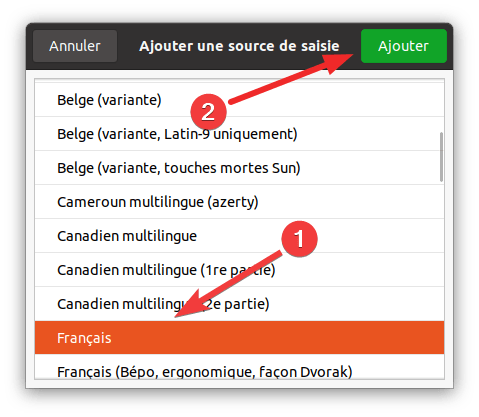 Ajouter disposition clavier french