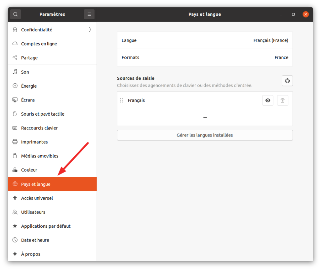 Ubuntu - paramètres disposition clavier