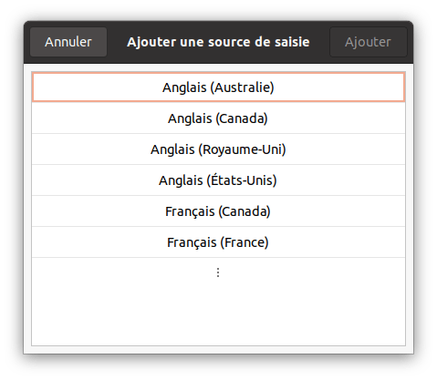 Sélection pays du clavier