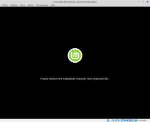 Éjection du support d'installation de Linux Mint