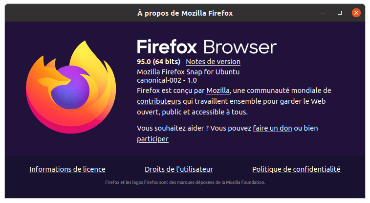 Firefox 95 - à propos