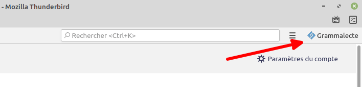 Thunderbird - Bouton Grammalecte dans barre d'outils