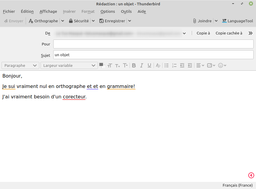 Thunderbird - correction orthographique et grammaticale avec LanguageTool