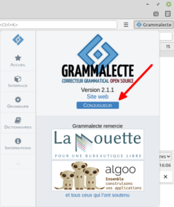 Thunderbird - Menu Grammalecte - Accueil