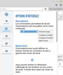 Thunderbird - Menu Grammalecte - Interface