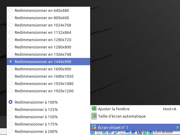 VirtualBox - changer résolution écran