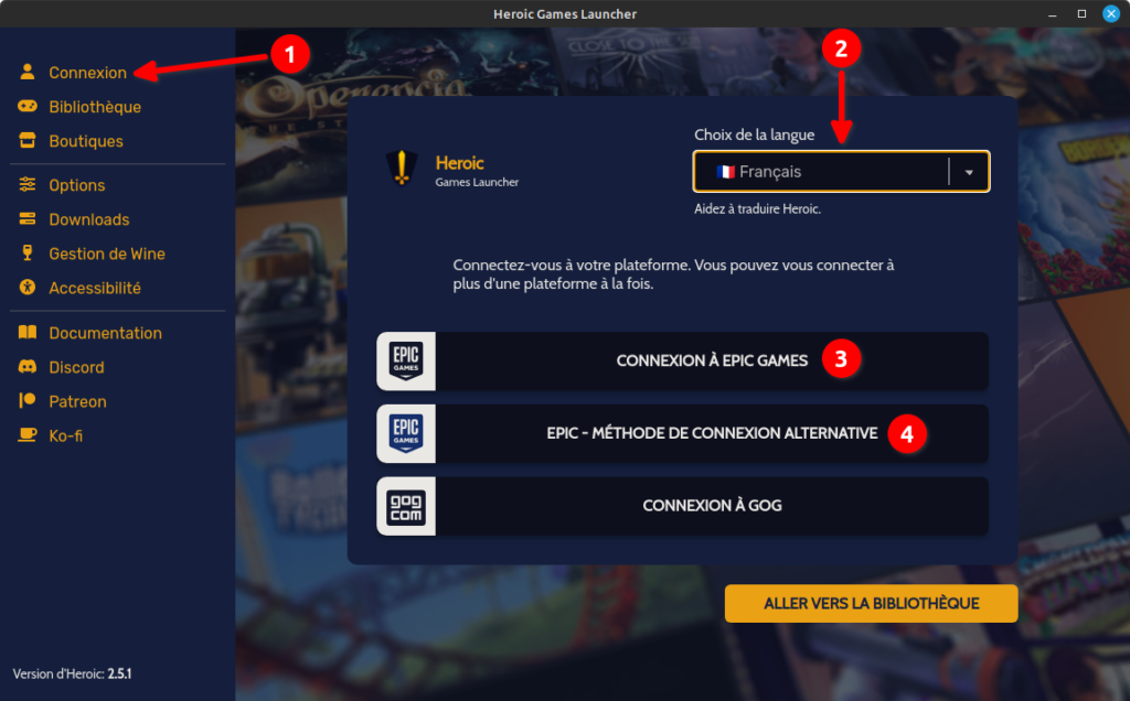 Heroic - Connexion à l'Epic games sous Linux