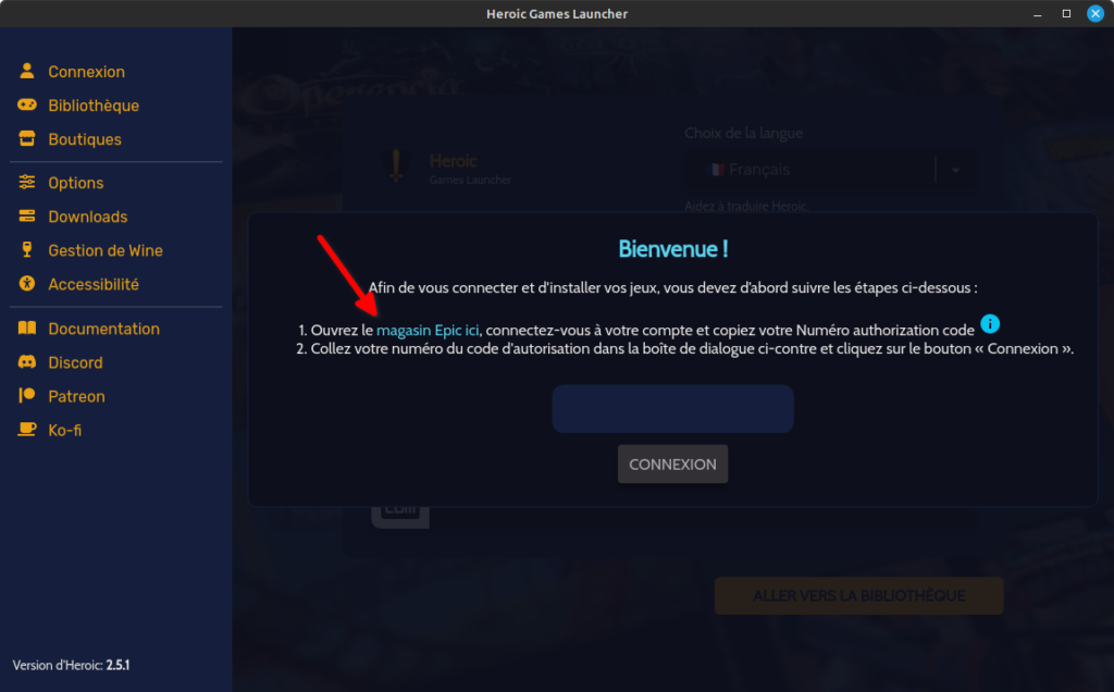 Heroic - connexion à Epic Games sous Linux avec SID