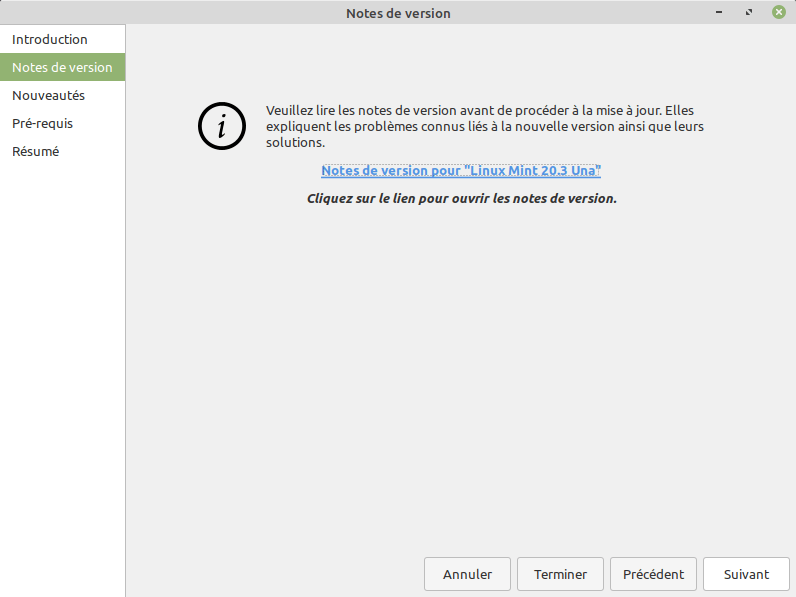 Mise à niveau vers Linux Mint 20.3 - 2
