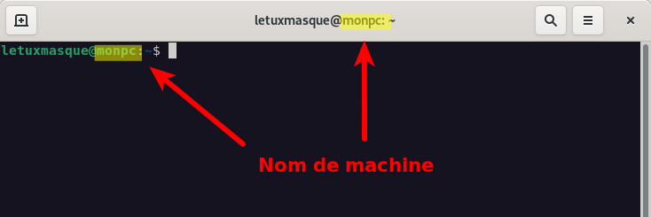 nom de machine dans terminal