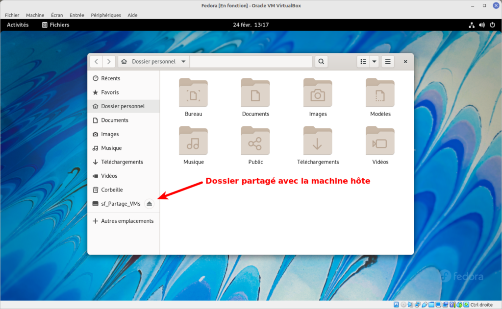Accès dossier partagé avec la machine hôte