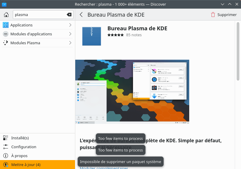 KDE Plasma 5.24 - protection désinstallation plasma