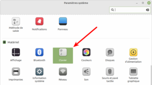 Accès préférences clavier par paramètres du système Cinnamon