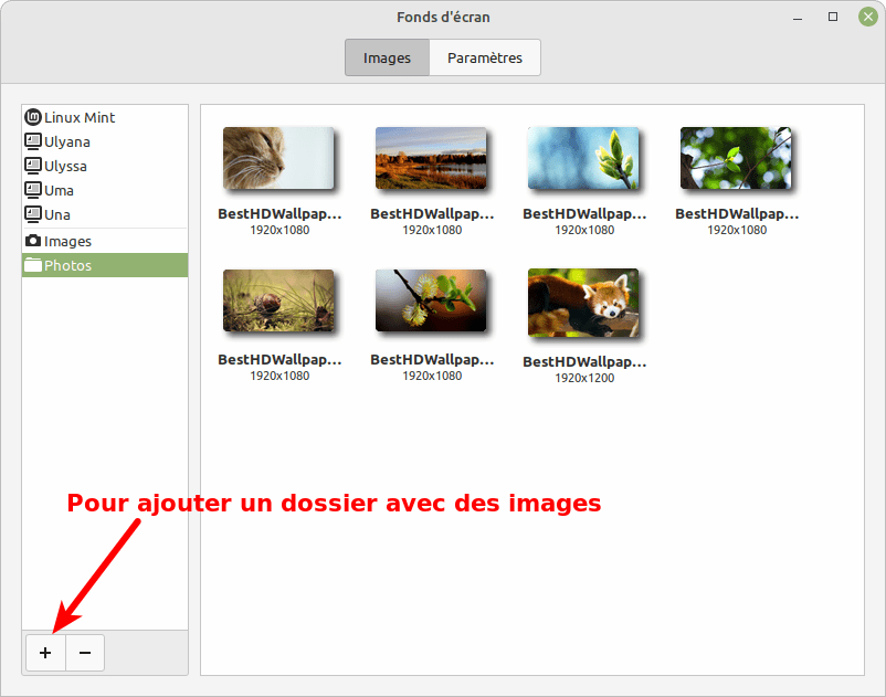 Linux Mint Cinnamon - images dossier ajouté