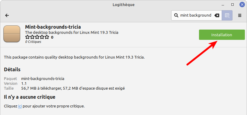 Linux Mint - installation fonds d'écran Tricia