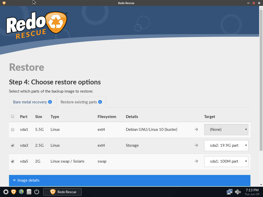 redo rescue - restore 2 - selective