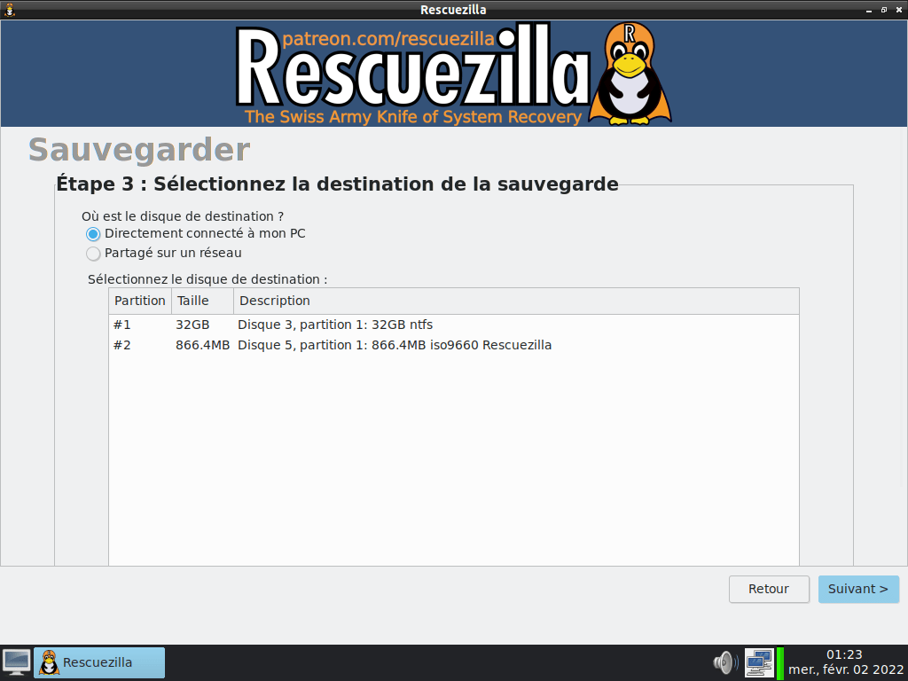 rescuezilla - backup 3 - local