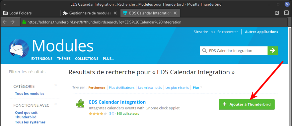 Ajout module EDS calendar integration