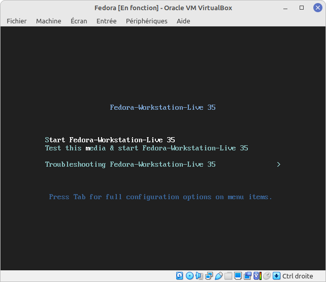 VirtualBox - installation Fedora 1