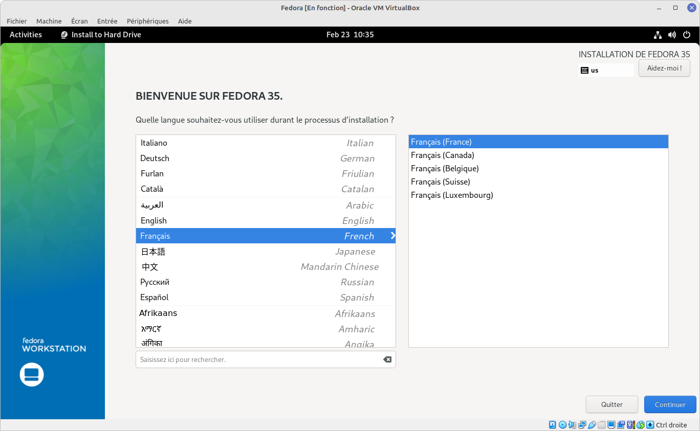 VirtualBox - installation Fedora 2