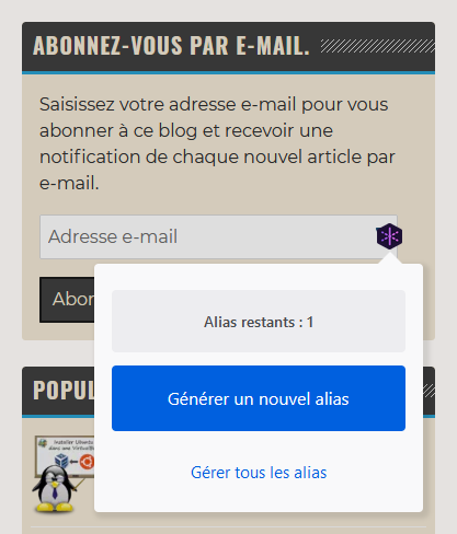 Firefox Relay sur un champ mail