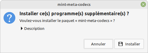Installation codec multimedia Linux Mint